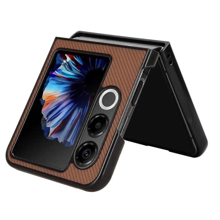 For ZTE nubia Flip2 Carbon Fiber Texture PU Leather PC Phone Case