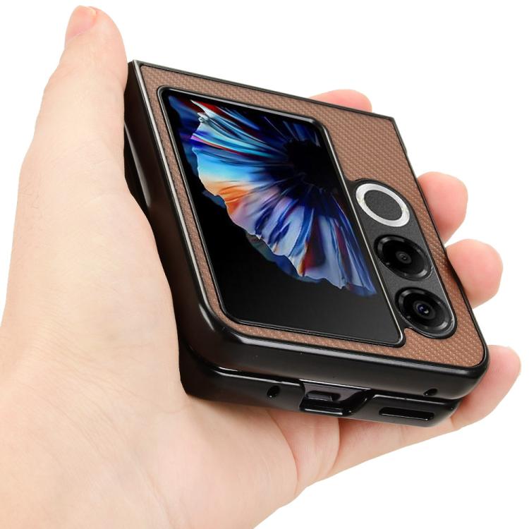 For ZTE nubia Flip2 Carbon Fiber Texture PU Leather PC Phone Case