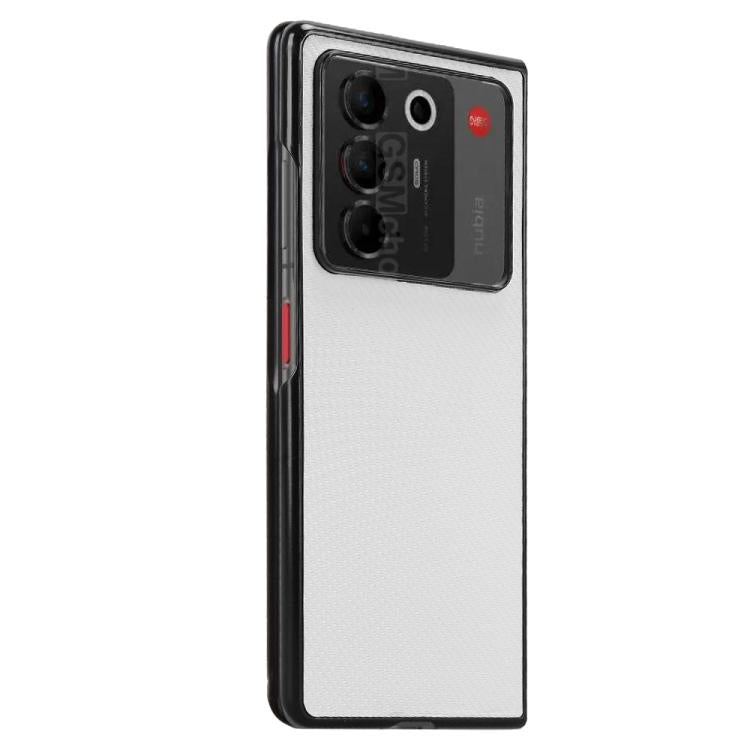 For ZTE nubia Fold Carbon Fiber Texture PU Leather PC Phone Case