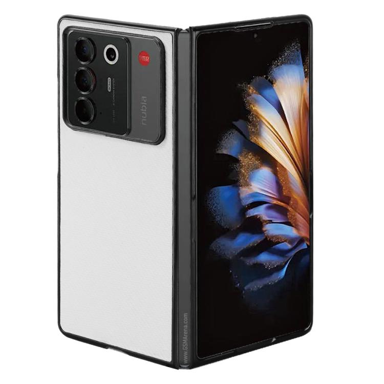 For ZTE nubia Fold Carbon Fiber Texture PU Leather PC Phone Case