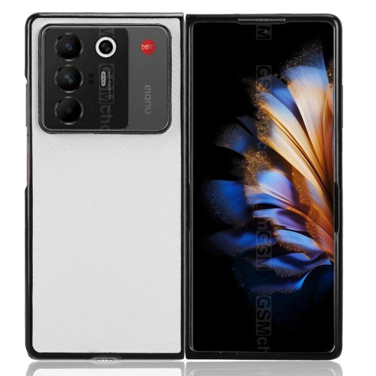 For ZTE nubia Fold Carbon Fiber Texture PU Leather PC Phone Case