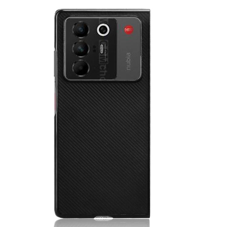 For ZTE nubia Fold Carbon Fiber Texture PU Leather PC Phone Case