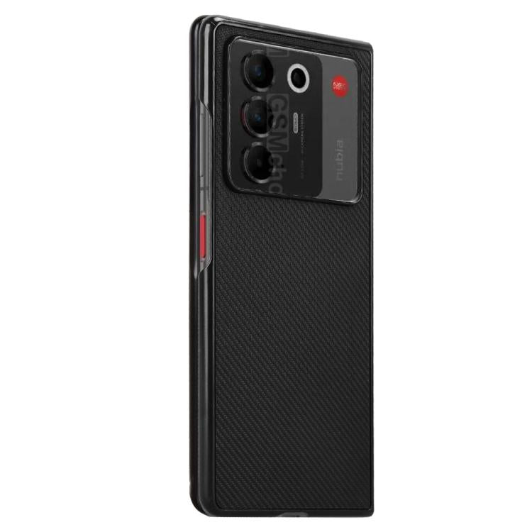 For ZTE nubia Fold Carbon Fiber Texture PU Leather PC Phone Case