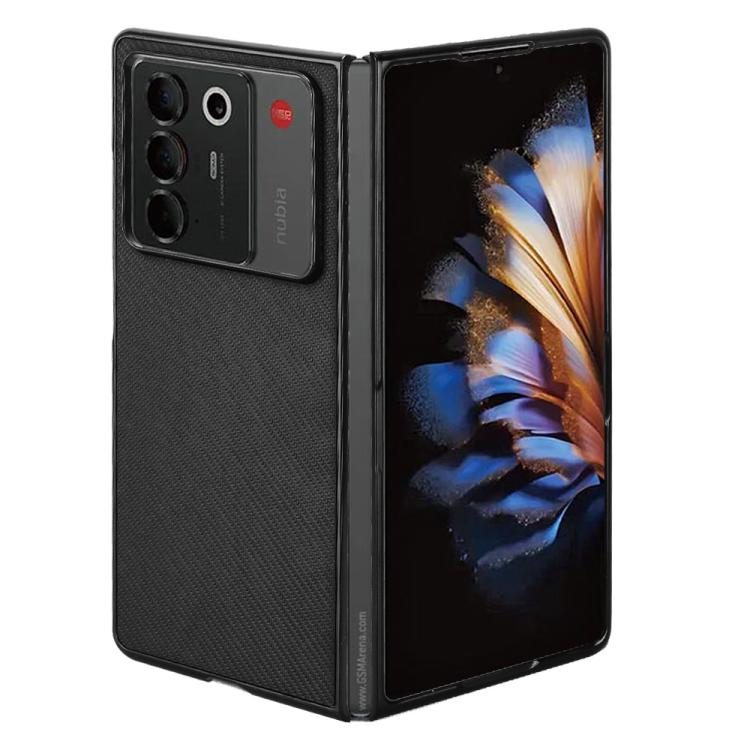 For ZTE nubia Fold Carbon Fiber Texture PU Leather PC Phone Case