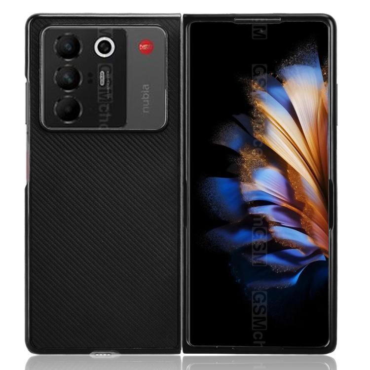 For ZTE nubia Fold Carbon Fiber Texture PU Leather PC Phone Case