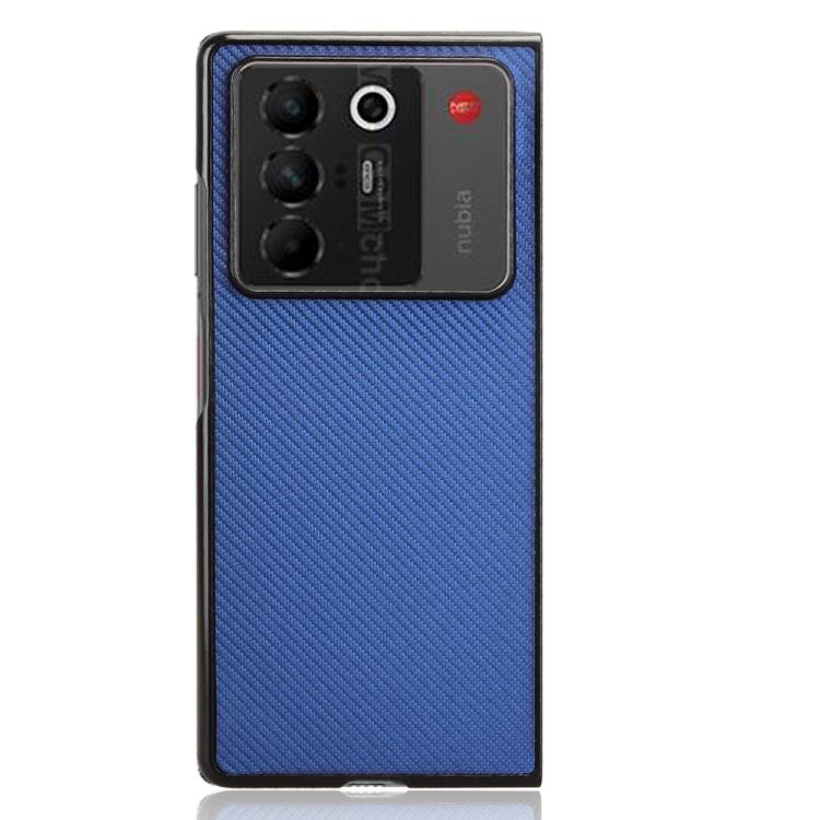 For ZTE nubia Fold Carbon Fiber Texture PU Leather PC Phone Case