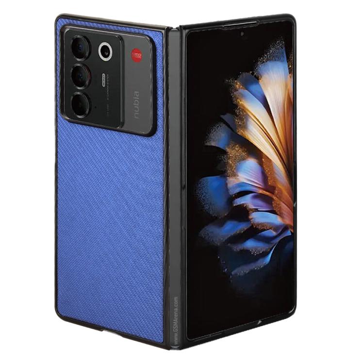 For ZTE nubia Fold Carbon Fiber Texture PU Leather PC Phone Case