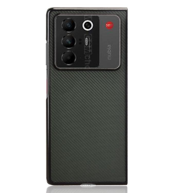 For ZTE nubia Fold Carbon Fiber Texture PU Leather PC Phone Case