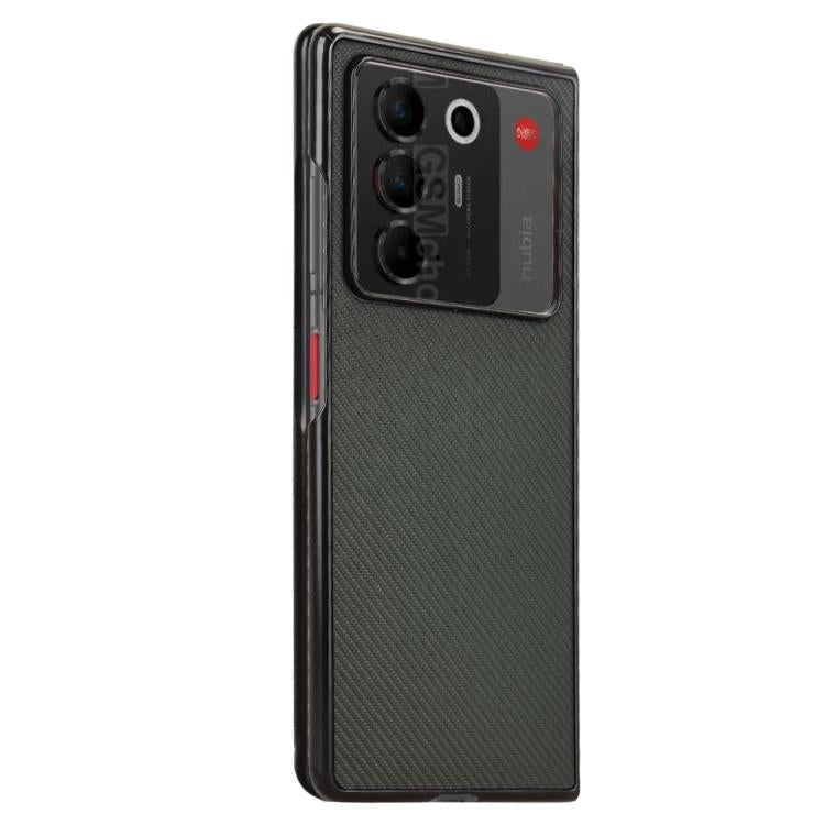 For ZTE nubia Fold Carbon Fiber Texture PU Leather PC Phone Case
