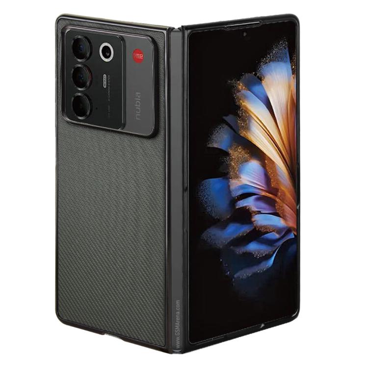 For ZTE nubia Fold Carbon Fiber Texture PU Leather PC Phone Case
