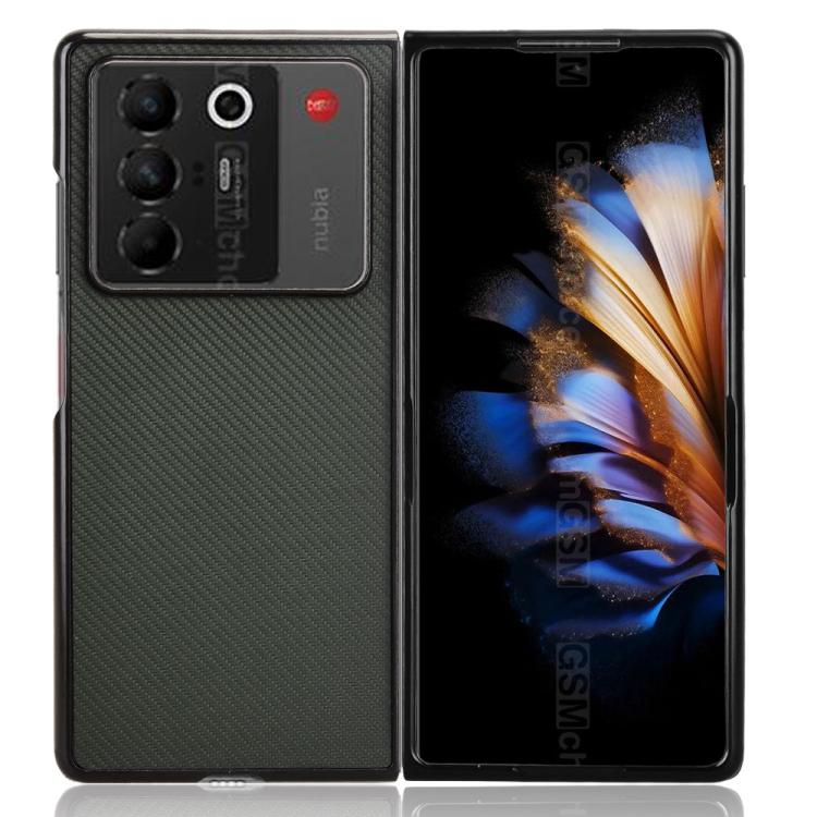For ZTE nubia Fold Carbon Fiber Texture PU Leather PC Phone Case