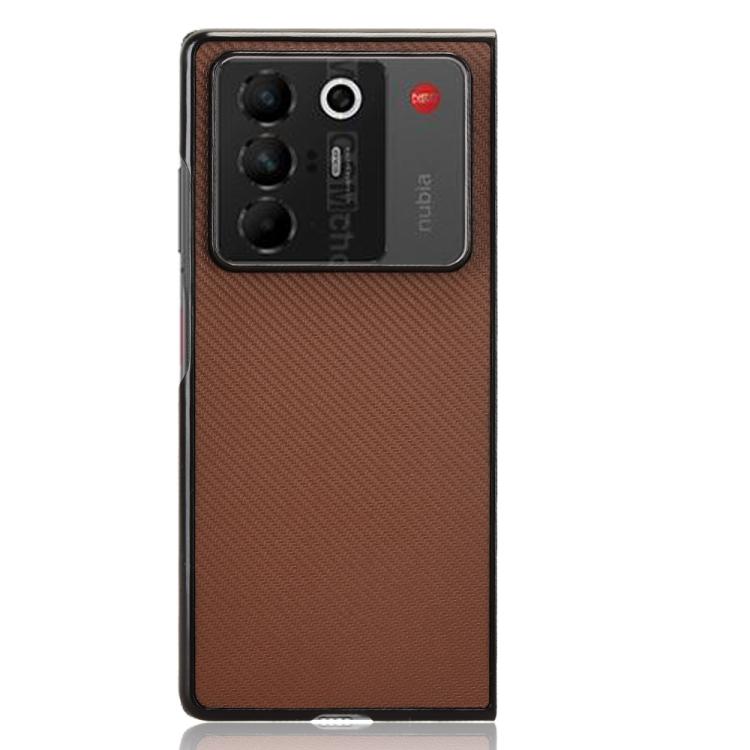 For ZTE nubia Fold Carbon Fiber Texture PU Leather PC Phone Case