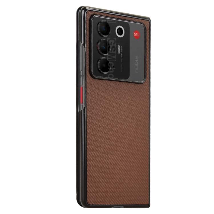 For ZTE nubia Fold Carbon Fiber Texture PU Leather PC Phone Case