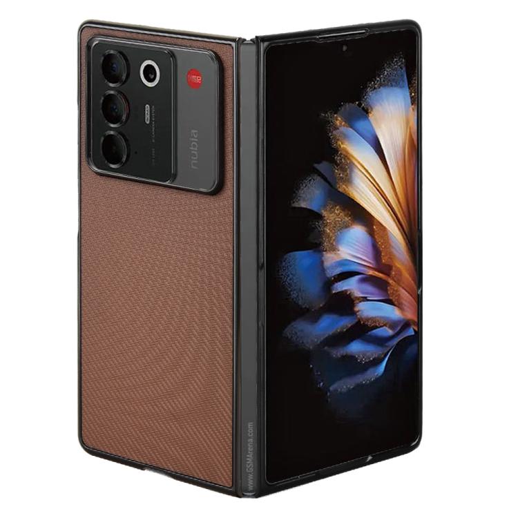 For ZTE nubia Fold Carbon Fiber Texture PU Leather PC Phone Case