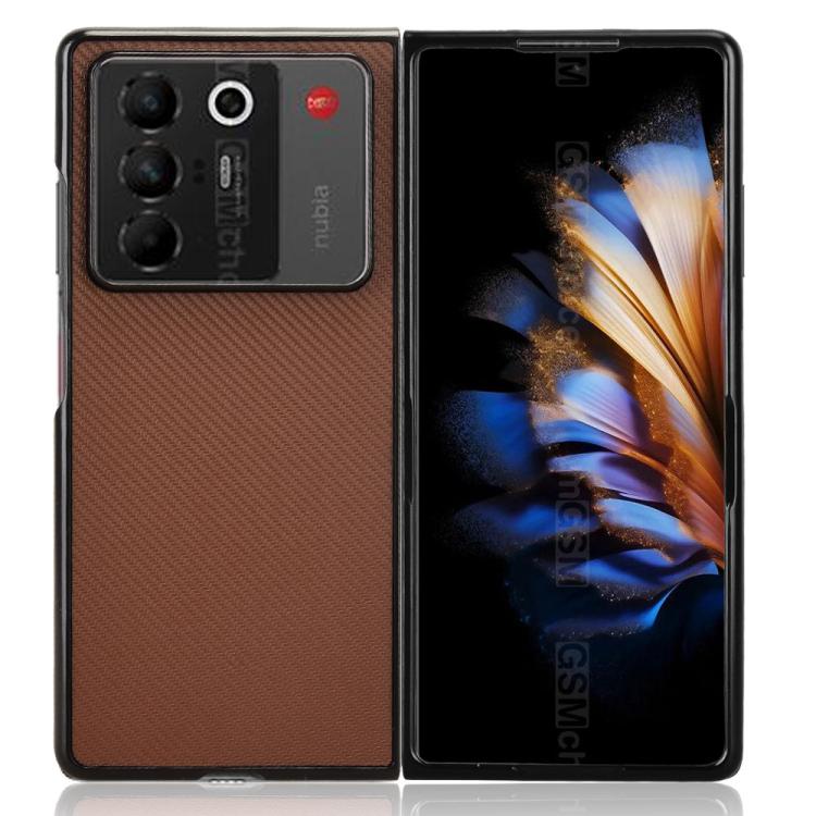 For ZTE nubia Fold Carbon Fiber Texture PU Leather PC Phone Case