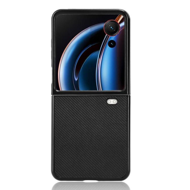 For ZTE nubia Flip3 Carbon Fiber Texture PU Leather PC Phone Case