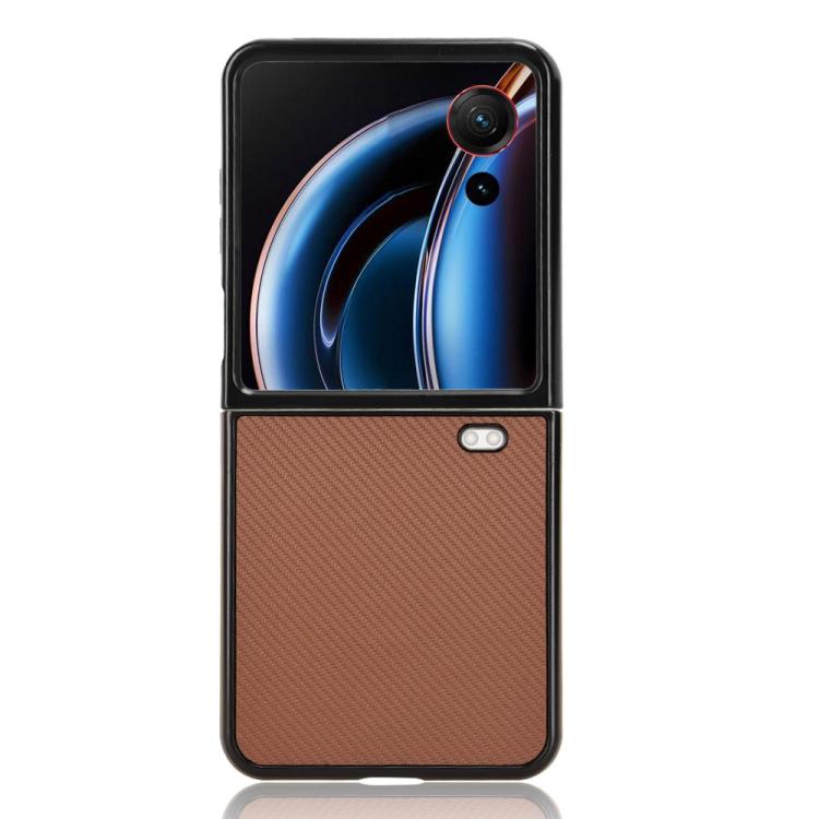 For ZTE nubia Flip3 Carbon Fiber Texture PU Leather PC Phone Case