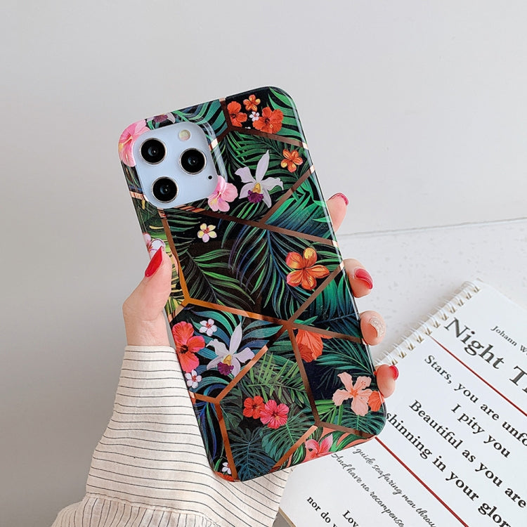 For iPhone 12 / 12 Pro Plating Splicing Pattern Soft TPU Protective Case