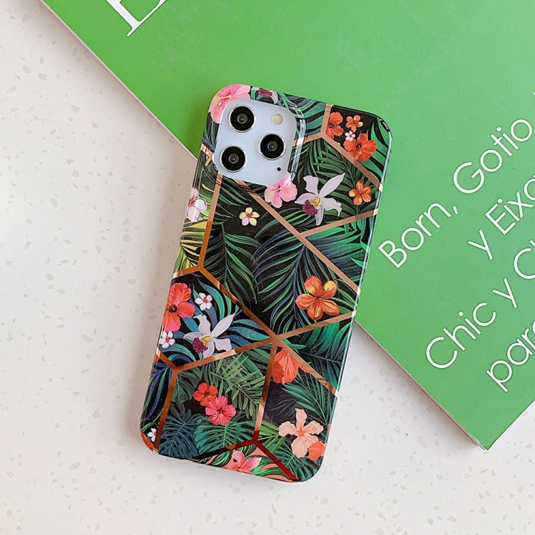For iPhone 12 / 12 Pro Plating Splicing Pattern Soft TPU Protective Case