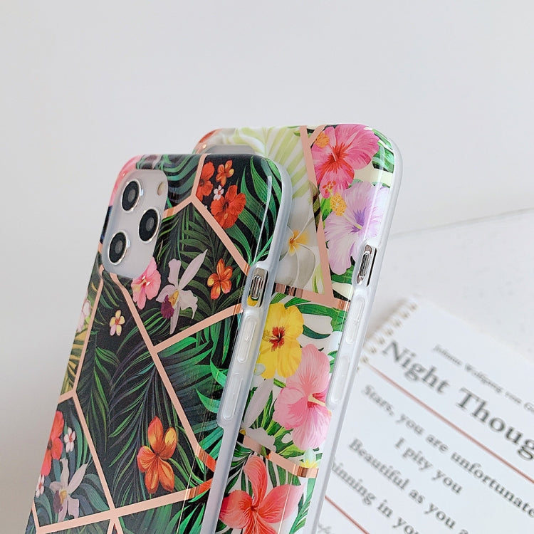 For iPhone 12 / 12 Pro Plating Splicing Pattern Soft TPU Protective Case