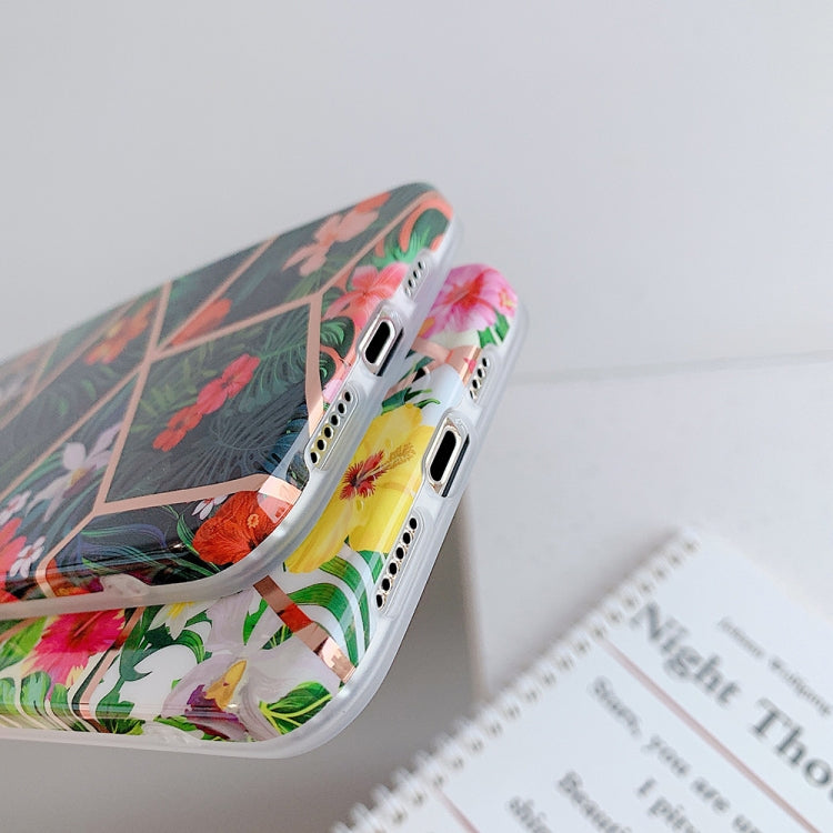 For iPhone 12 / 12 Pro Plating Splicing Pattern Soft TPU Protective Case