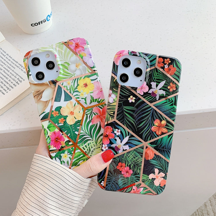 For iPhone 12 / 12 Pro Plating Splicing Pattern Soft TPU Protective Case