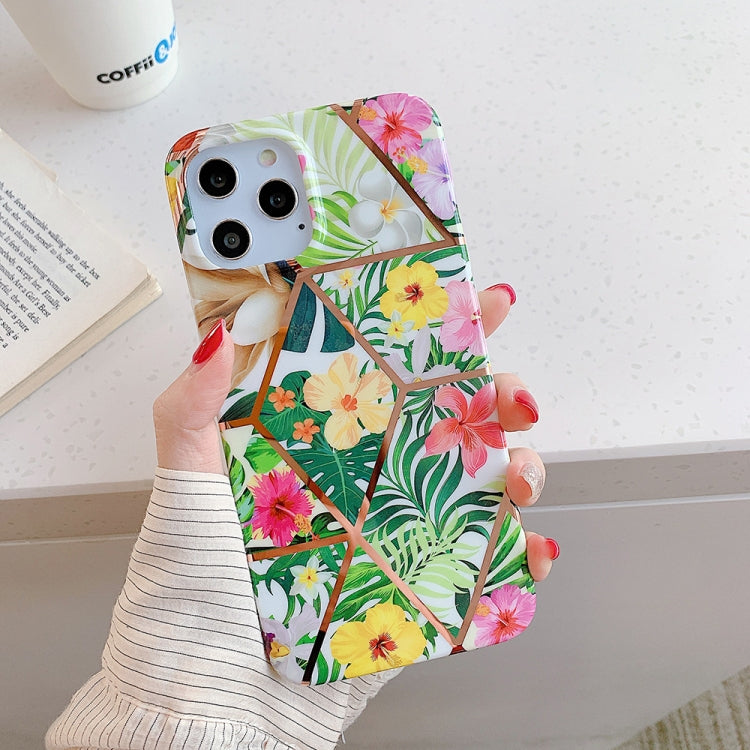For iPhone 12 / 12 Pro Plating Splicing Pattern Soft TPU Protective Case