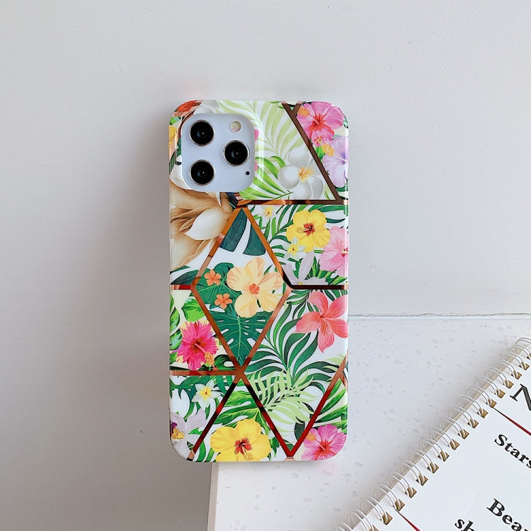 For iPhone 12 / 12 Pro Plating Splicing Pattern Soft TPU Protective Case