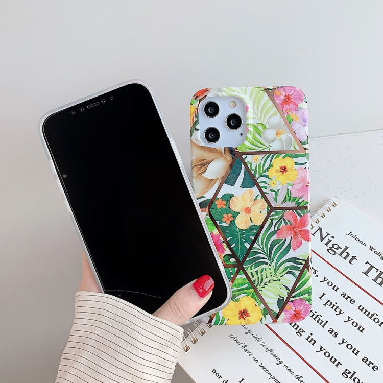 For iPhone 12 / 12 Pro Plating Splicing Pattern Soft TPU Protective Case