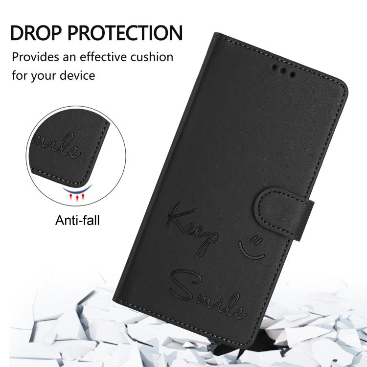 For Redmi Note 14 4G 164.84mm EU Version Smile Embossing RFID Leather Phone Case