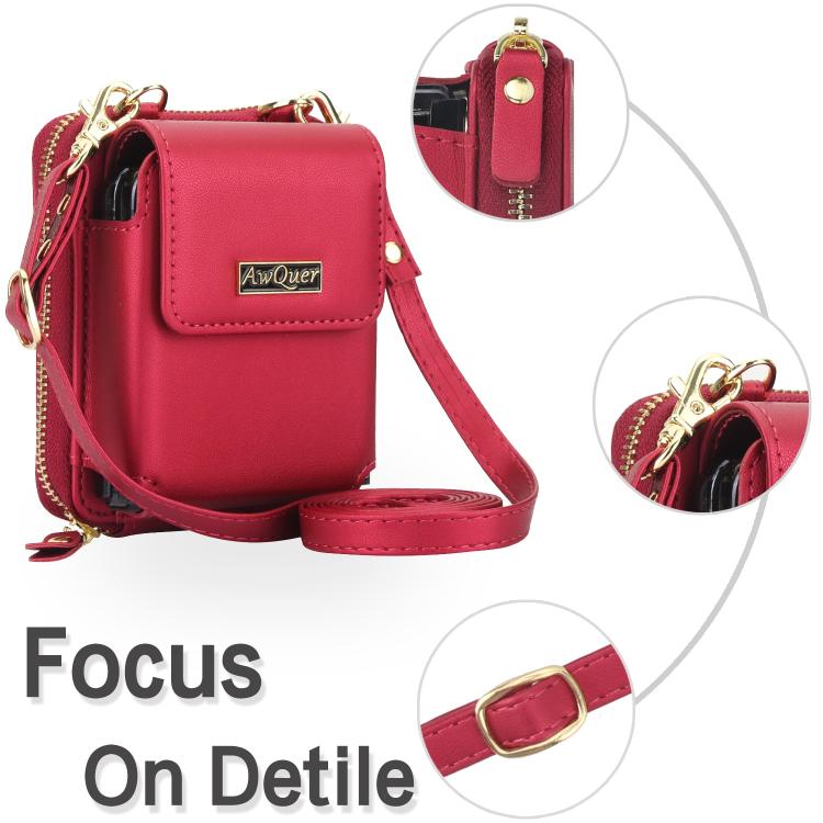 For Samsung Galaxy Z Flip7 /7 FE /6 /5 AwQuer AW005 Crossbody Folding Phone Leather Bag