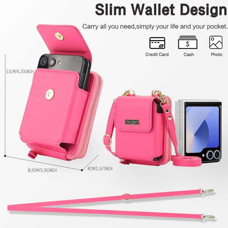 For Samsung Galaxy Z Flip7 /7 FE /6 /5 AwQuer AW005 Crossbody Folding Phone Leather Bag