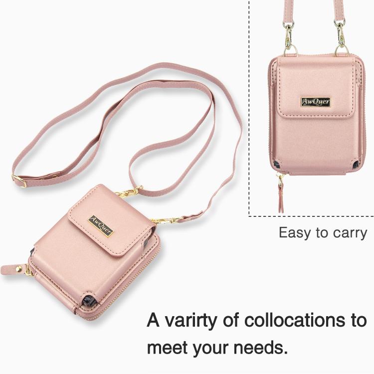 For Samsung Galaxy Z Flip7 /7 FE /6 /5 AwQuer AW005 Crossbody Folding Phone Leather Bag