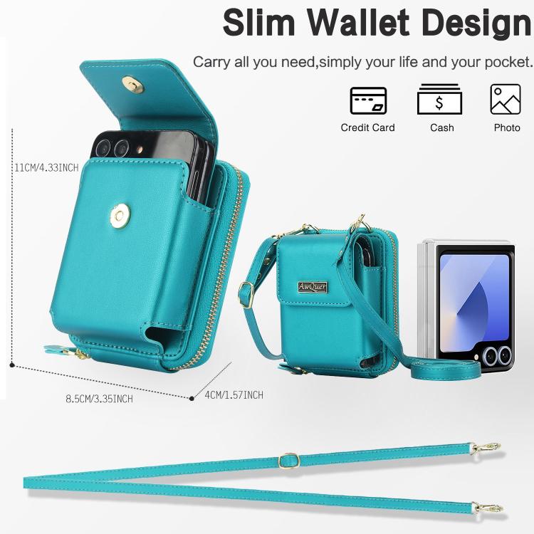 For Samsung Galaxy Z Flip7 /7 FE /6 /5 AwQuer AW005 Crossbody Folding Phone Leather Bag