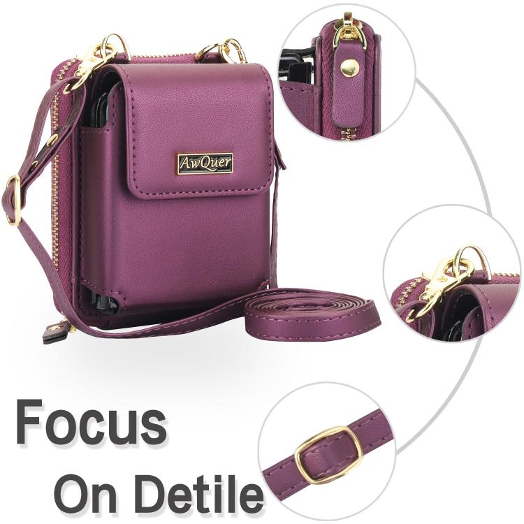 For Samsung Galaxy Z Flip7 /7 FE /6 /5 AwQuer AW005 Crossbody Folding Phone Leather Bag