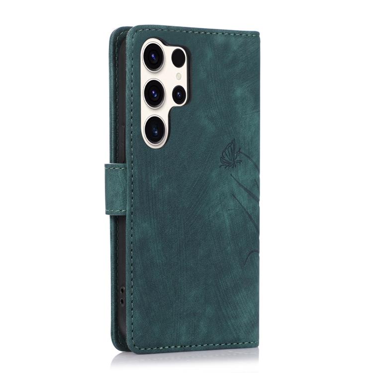 For Samsung Galaxy S25 Ultra 5G Orchid Butterfly Embossed Leather Phone Case