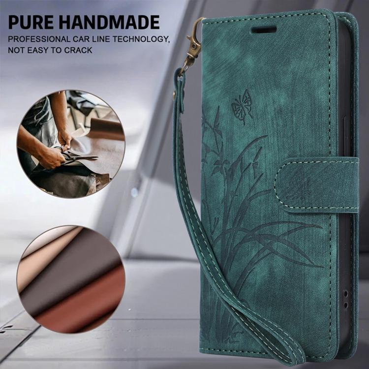 For Samsung Galaxy S25 Ultra 5G Orchid Butterfly Embossed Leather Phone Case
