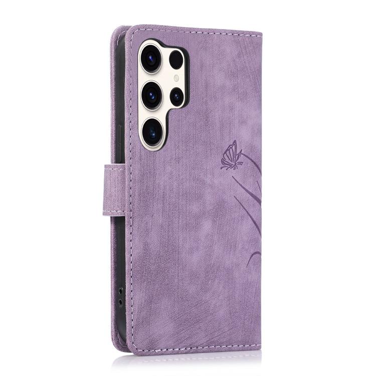 For Samsung Galaxy S25 Ultra 5G Orchid Butterfly Embossed Leather Phone Case
