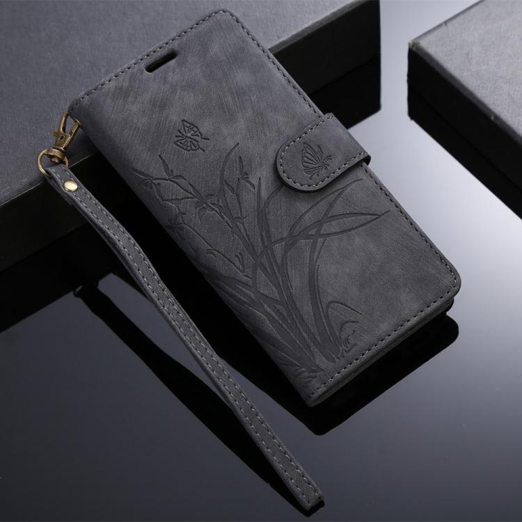 For Samsung Galaxy S24 FE 5G Orchid Butterfly Embossed Leather Phone Case