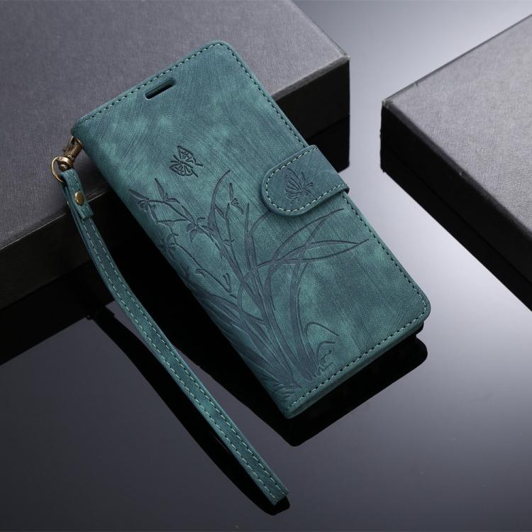For Samsung Galaxy S24 FE 5G Orchid Butterfly Embossed Leather Phone Case