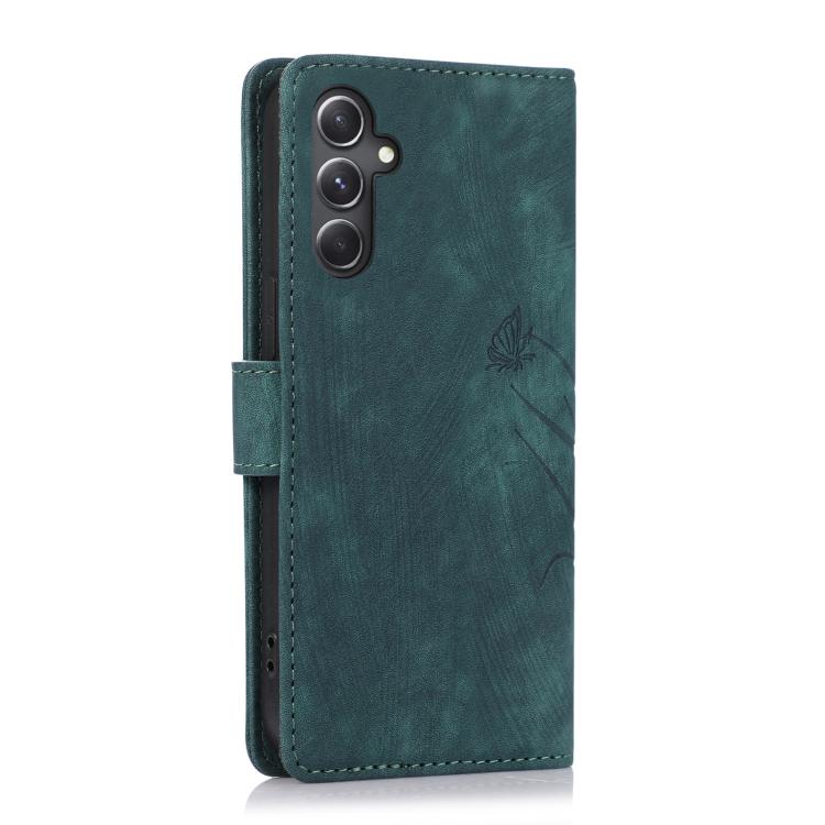 For Samsung Galaxy S24 FE 5G Orchid Butterfly Embossed Leather Phone Case