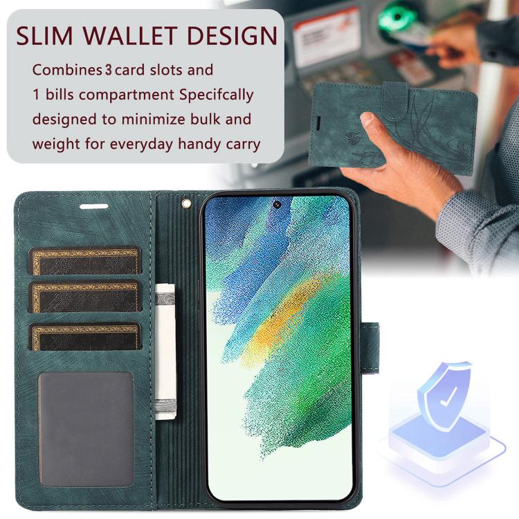 For Samsung Galaxy S24 FE 5G Orchid Butterfly Embossed Leather Phone Case