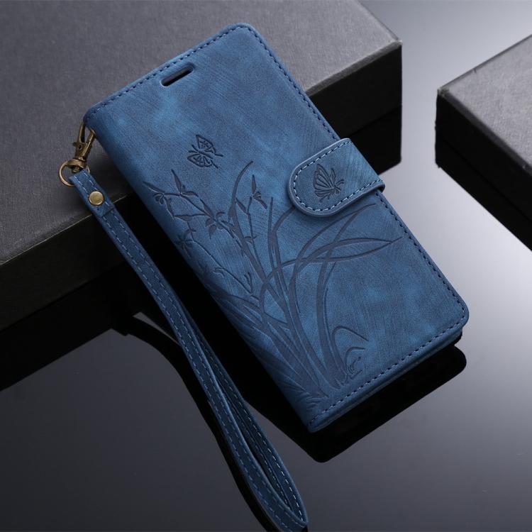 For Samsung Galaxy S24 FE 5G Orchid Butterfly Embossed Leather Phone Case