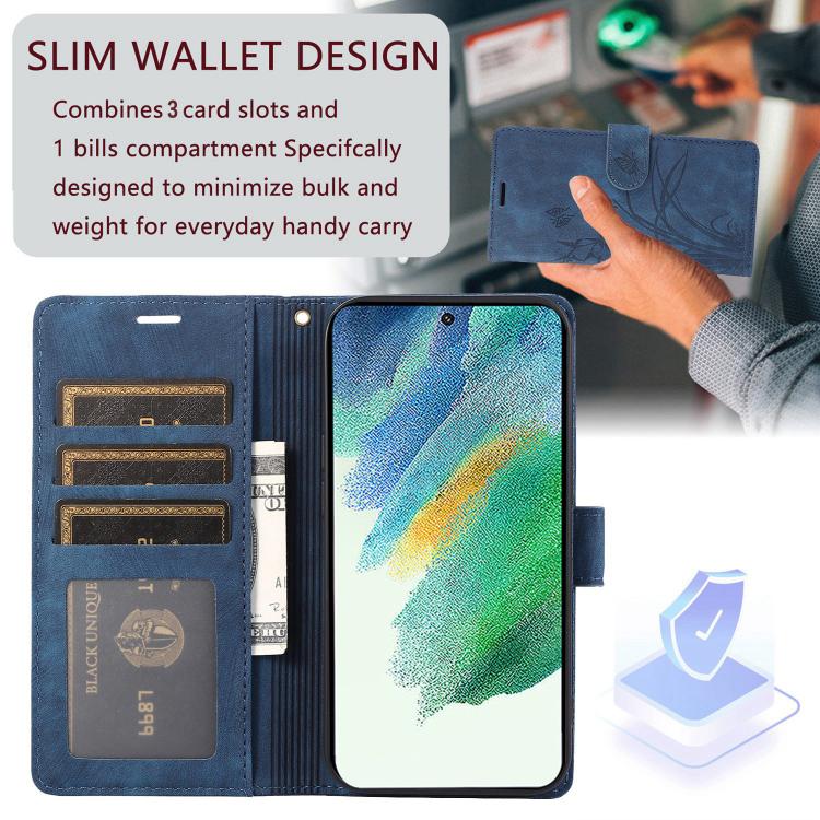 For Samsung Galaxy S24 FE 5G Orchid Butterfly Embossed Leather Phone Case