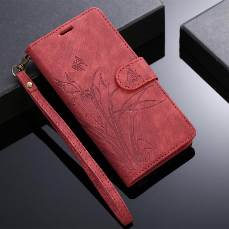 For Samsung Galaxy S24 FE 5G Orchid Butterfly Embossed Leather Phone Case