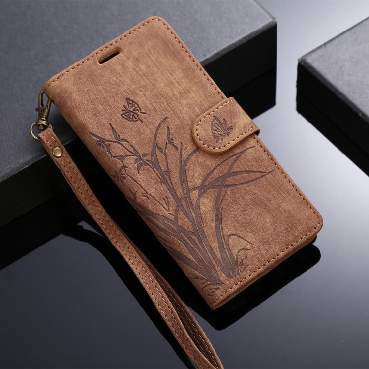 For Samsung Galaxy S24 FE 5G Orchid Butterfly Embossed Leather Phone Case
