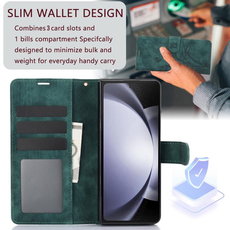 For Samsung Galaxy Z Fold6 Orchid Butterfly Embossed Leather Phone Case