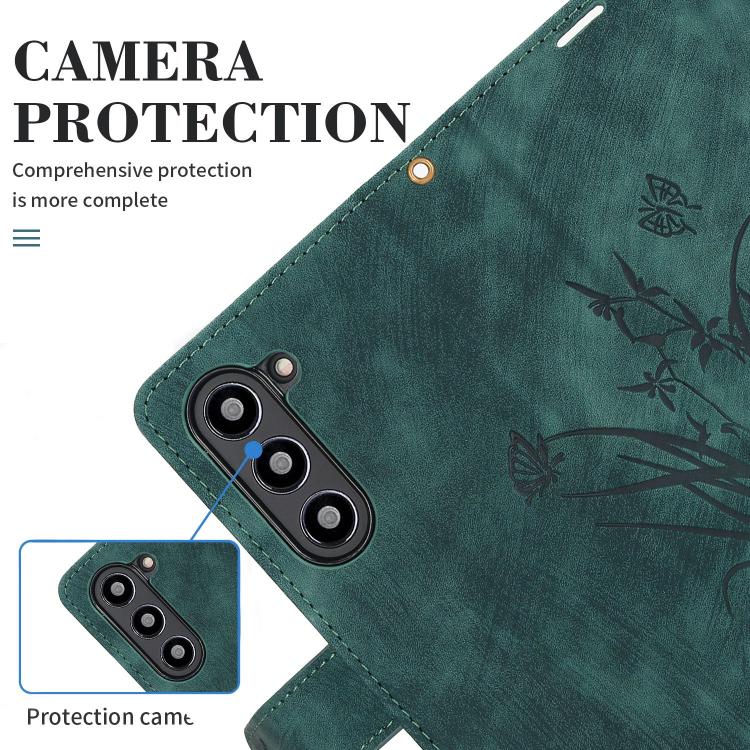 For Samsung Galaxy Z Fold6 Orchid Butterfly Embossed Leather Phone Case