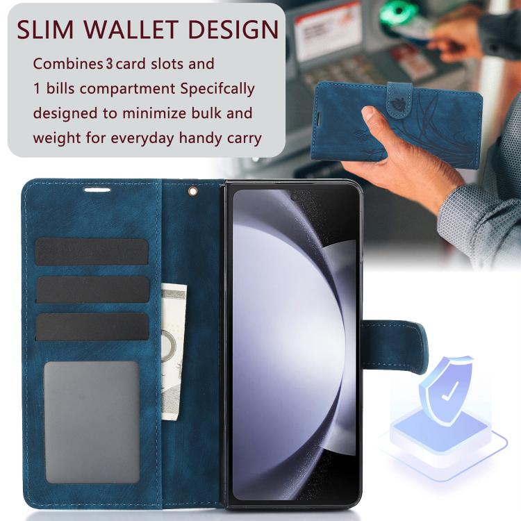 For Samsung Galaxy Z Fold6 Orchid Butterfly Embossed Leather Phone Case