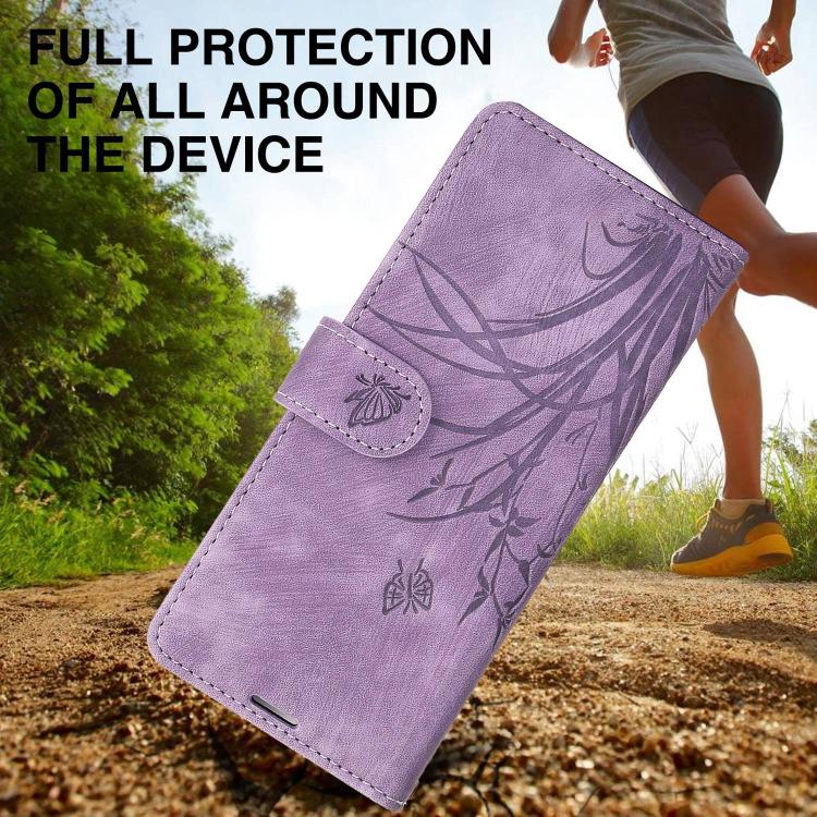 For Samsung Galaxy Z Fold6 Orchid Butterfly Embossed Leather Phone Case